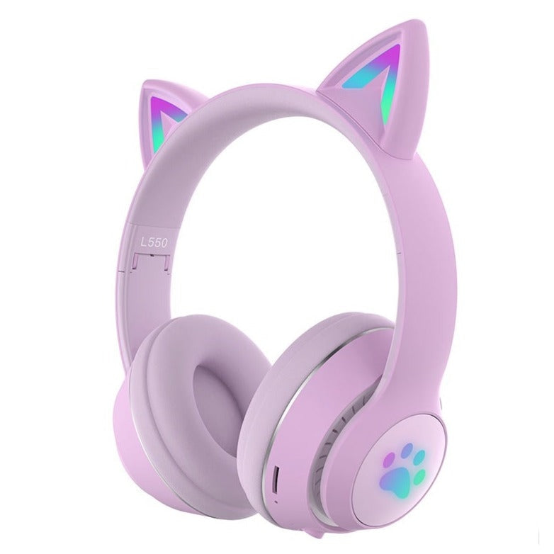 Casque de jeu avec oreilles de chat Paw Print