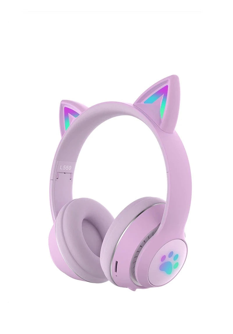 Casque de jeu avec oreilles de chat Paw Print