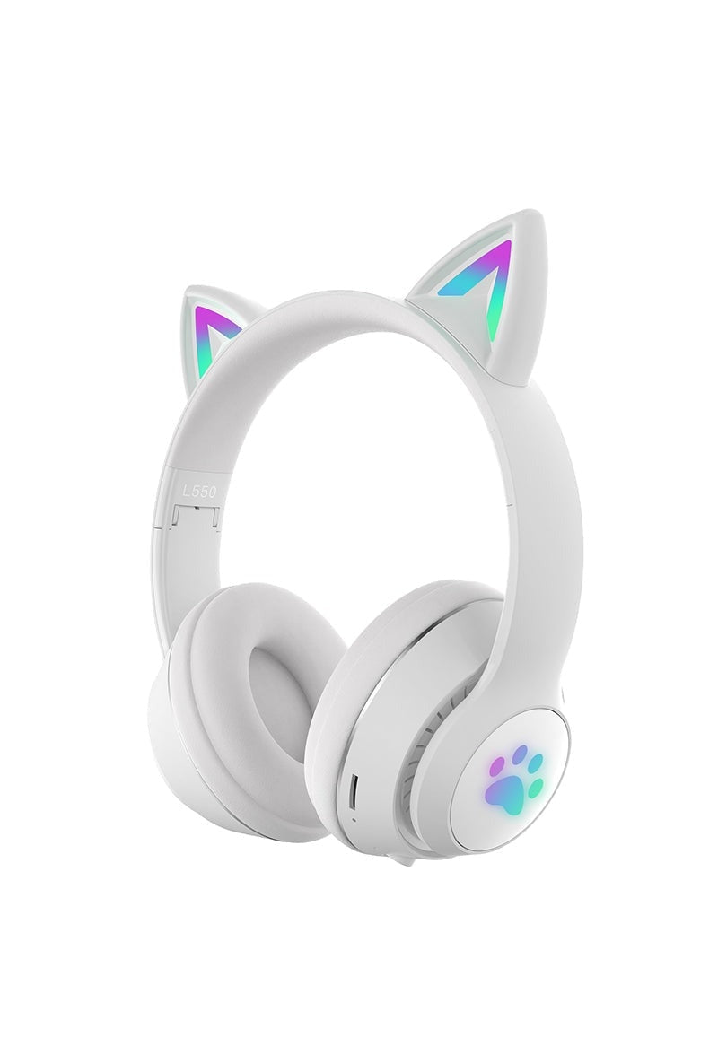 Casque de jeu avec oreilles de chat Paw Print