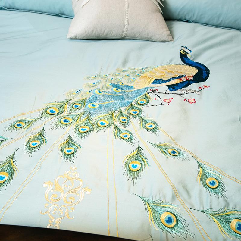 Påfågel Duvet Täckset (Egyptisk Bomull, 600 TC)