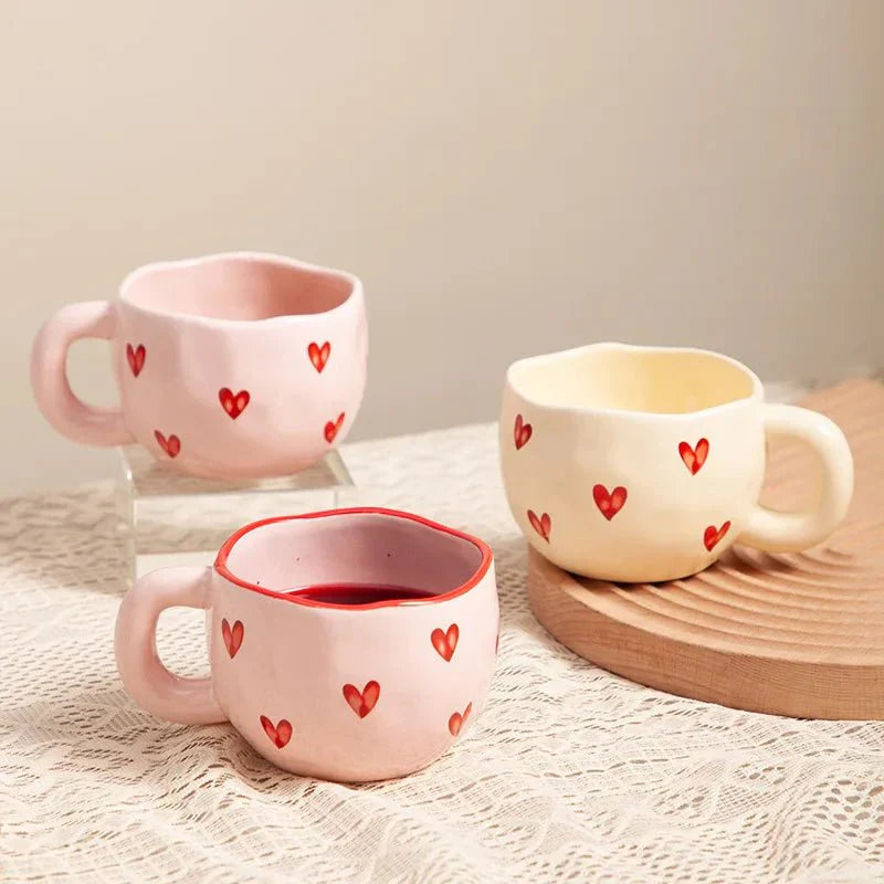 Pink Love Heart Ceramic Coffee Mug