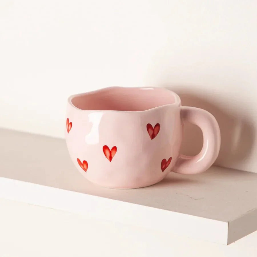 Pink Love Heart Ceramic Coffee Mug