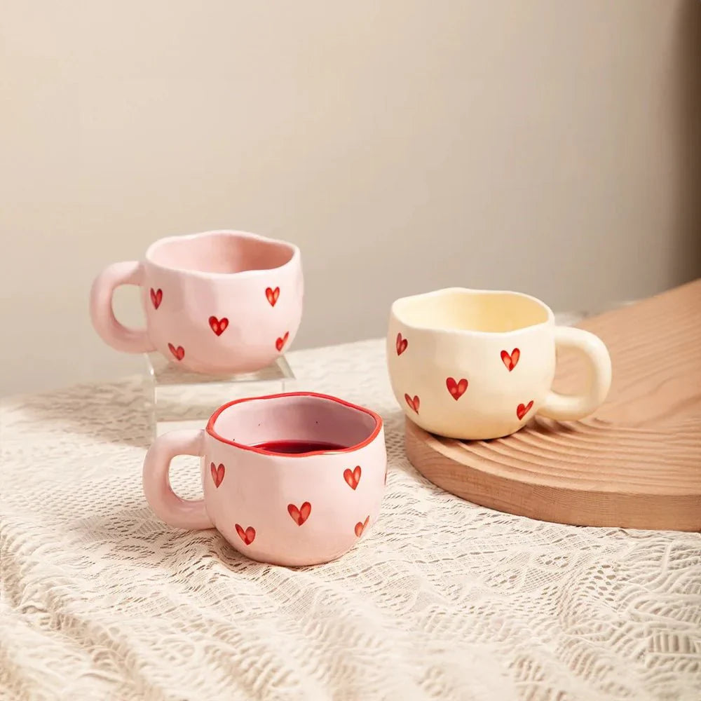 Pink Love Heart keramisk kaffekrus