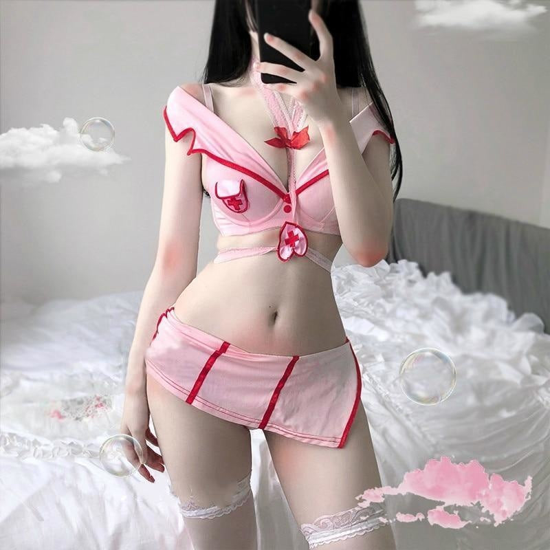 Roze verpleegster lingerie