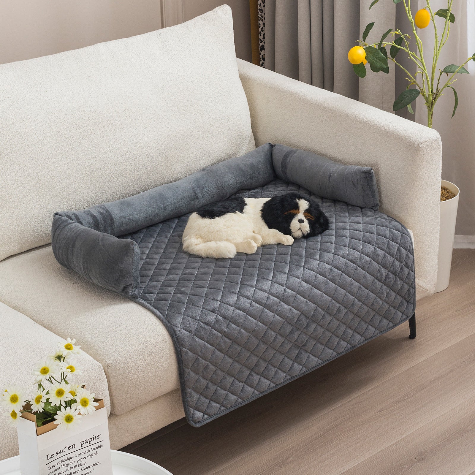 PlushPaws Lounge - Pet Sofa Cushion Bed with Pillow