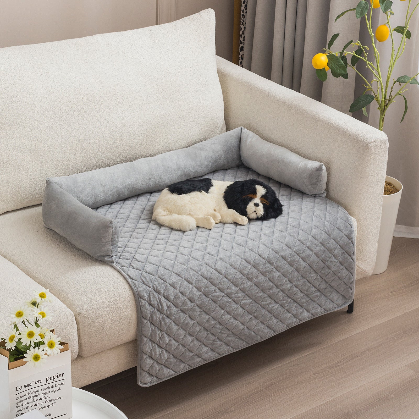 PlushPaws Lounge - Pet Sofa Cushion Bed with Pillow