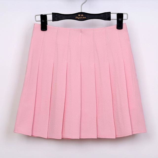 Solid Color Pleated Skirt