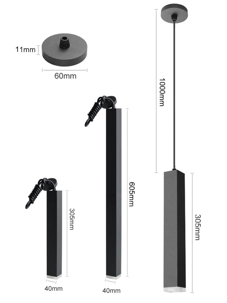 Lampes suspendues en forme de tube cylindrique