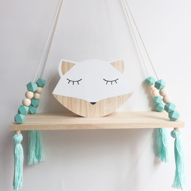 Wooden Hanging Nursery Shelf