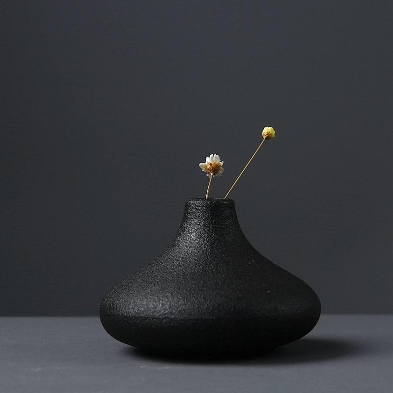 Black as Night Textured Ceramic Vases