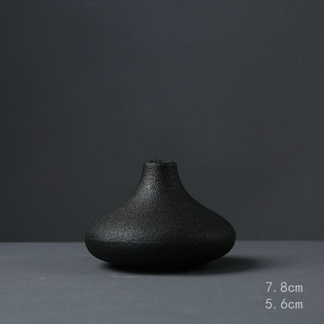 Black as Night Textured Ceramic Vases