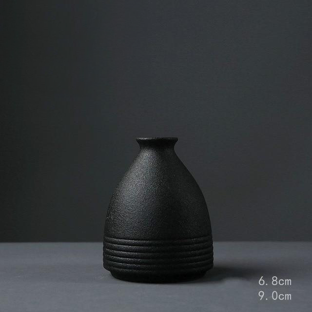 Black as Night Textured Ceramic Vases