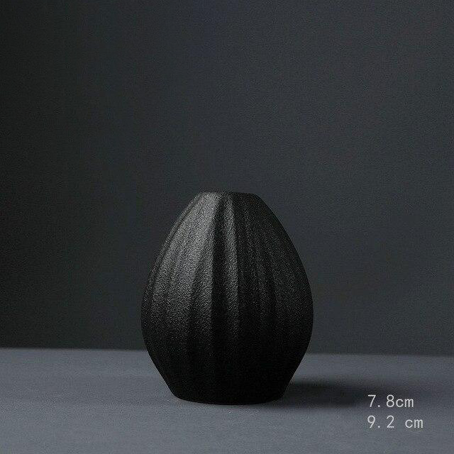 Black as Night Textured Ceramic Vases