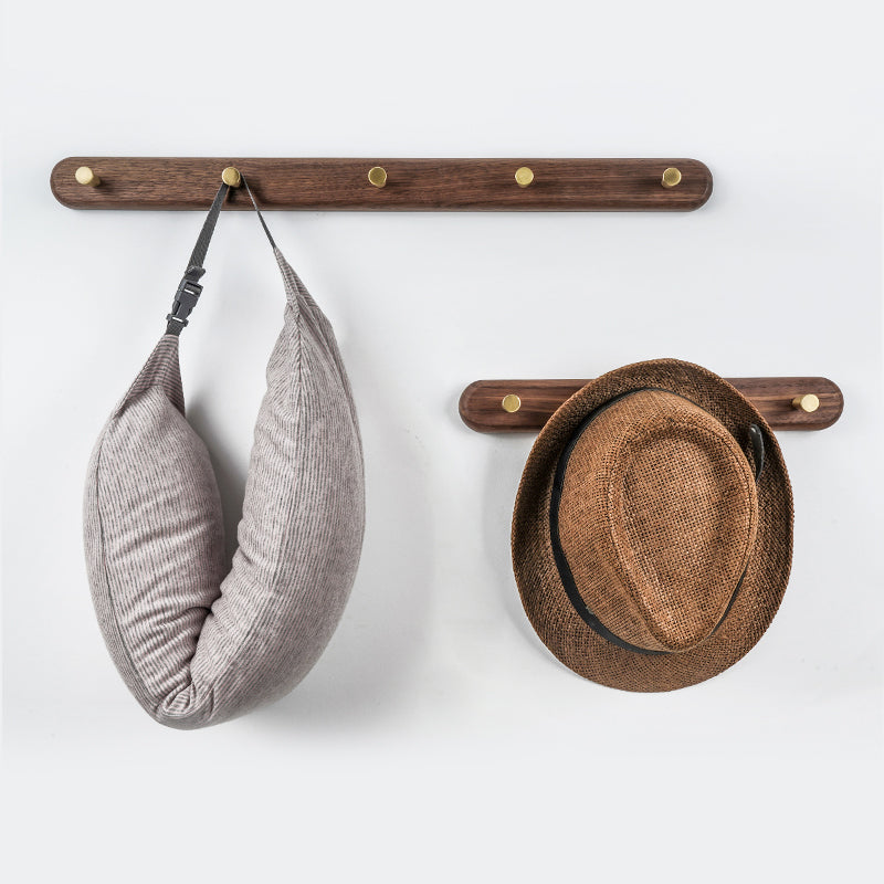 Nordic Natural Wood & Brass Wall Hook Racks