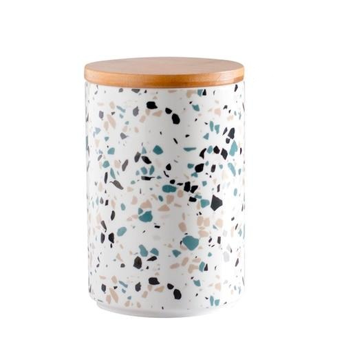 Collection de bocaux de rangement en terrazzo avec couvercle