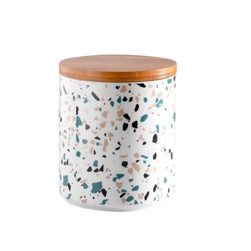 Collection de bocaux de rangement en terrazzo avec couvercle