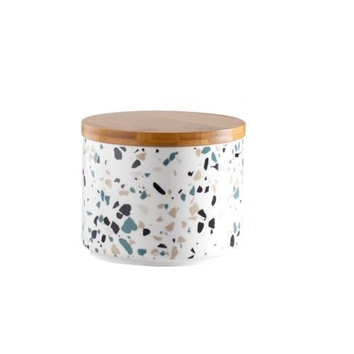 Collection de bocaux de rangement en terrazzo avec couvercle