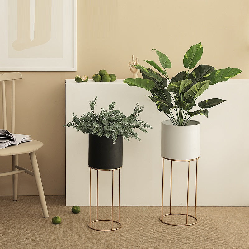 Vasos de Plantas Grandes Fleur com Suporte de Metal