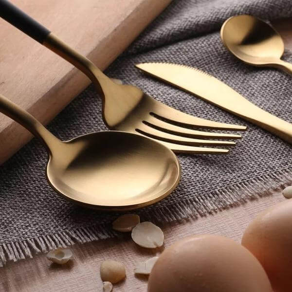 Modern Black Gold Flatware Set