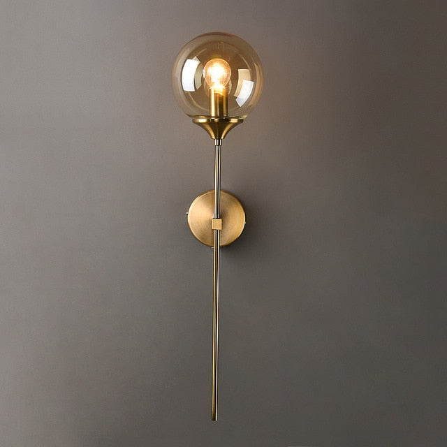 Glass Torch Brass Wall Light