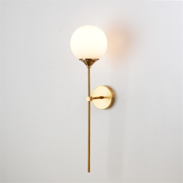 Glass Torch Brass Wall Light