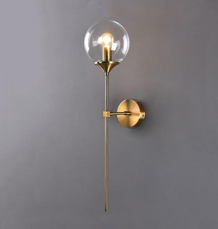 Glass Torch Brass Wall Light