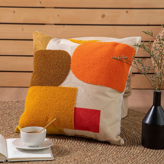 Sunny Geometric Flocked Pillow Covers