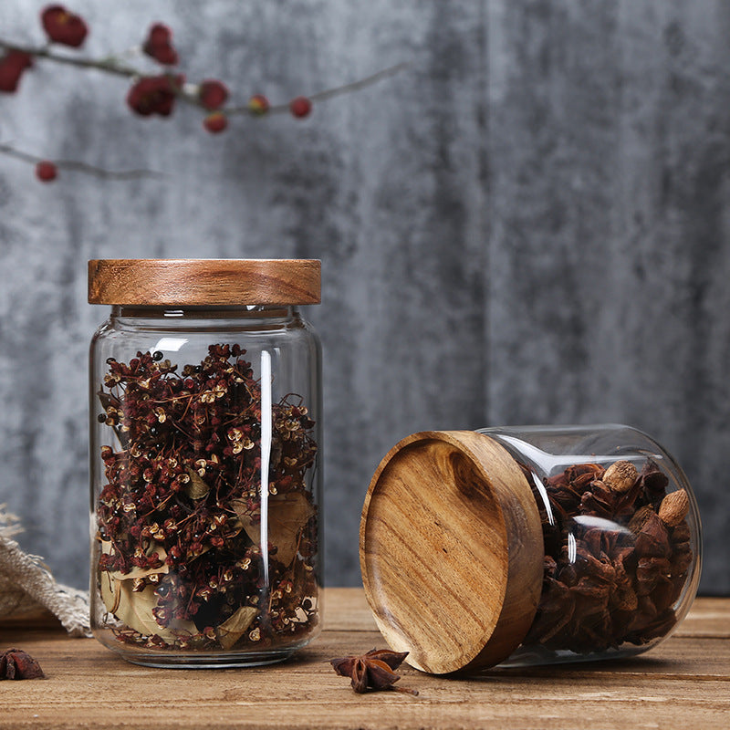 Frascos de almacenamiento de vidrio para alimentos de acacia