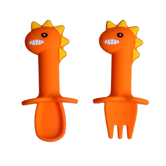 Anti-Slip Dinosaur Fork & Spoon Set