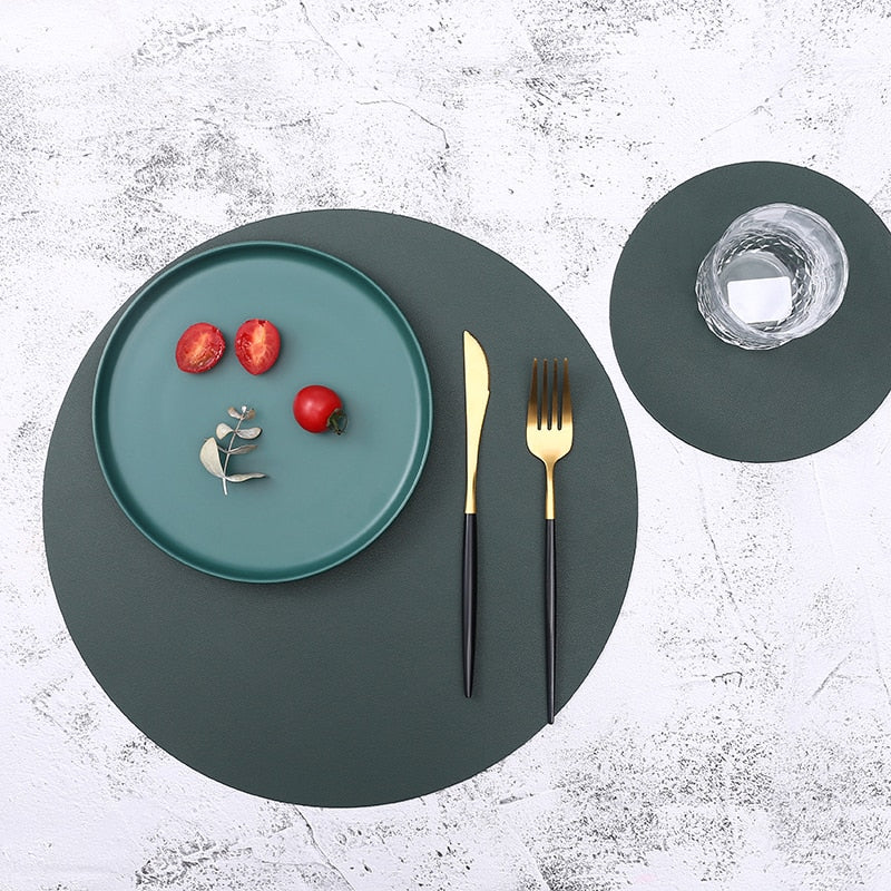 Modern Waterproof PU Leather Placemats & Coasters