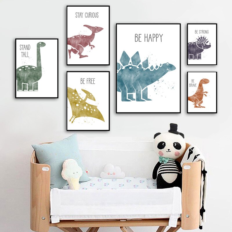 Kinderkamer kunst aan de muur - Dino Friends