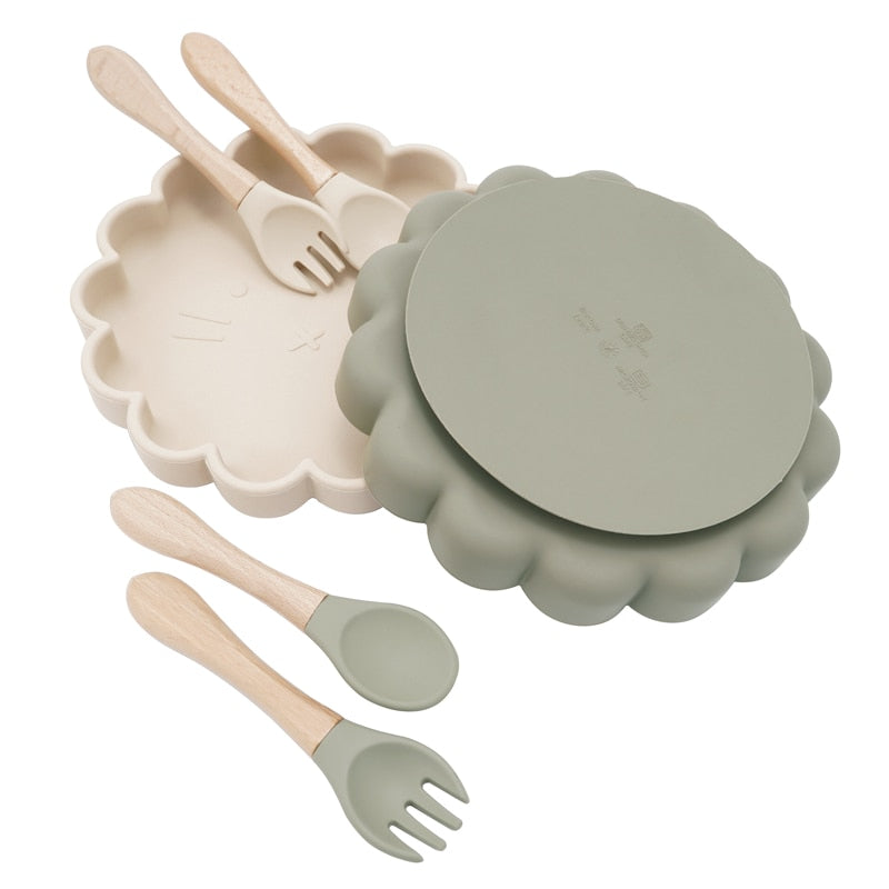 Silicon Plate, Fork & Spoon Set for children