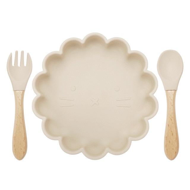 Silicon Plate, Fork & Spoon Set for children