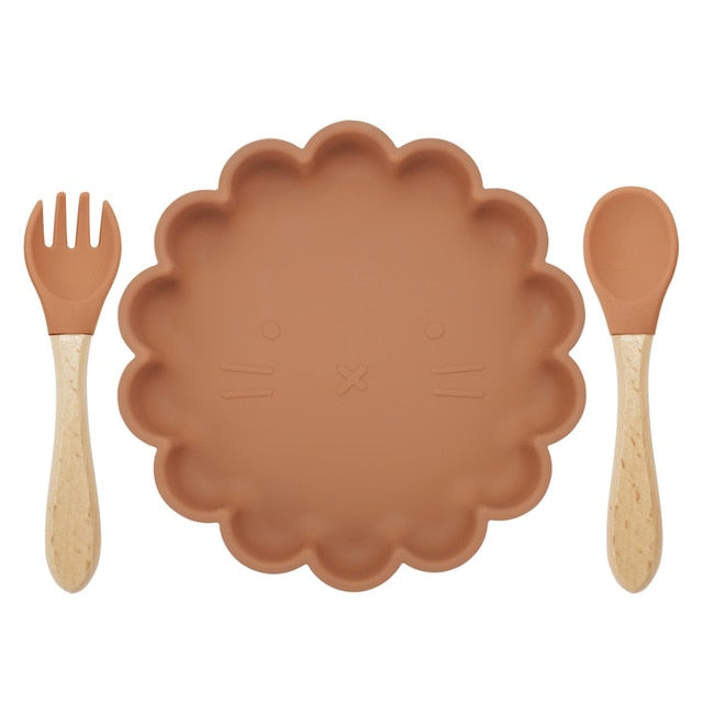 Silicon Plate, Fork & Spoon Set for children