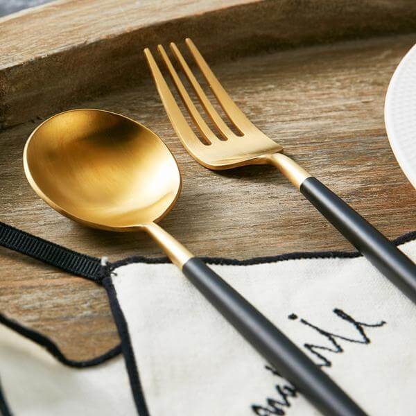 Modern Black Gold Flatware Set