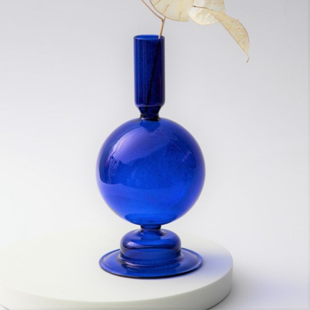 Blue Horizon Glass Taper Candle Holder & Vase Collection