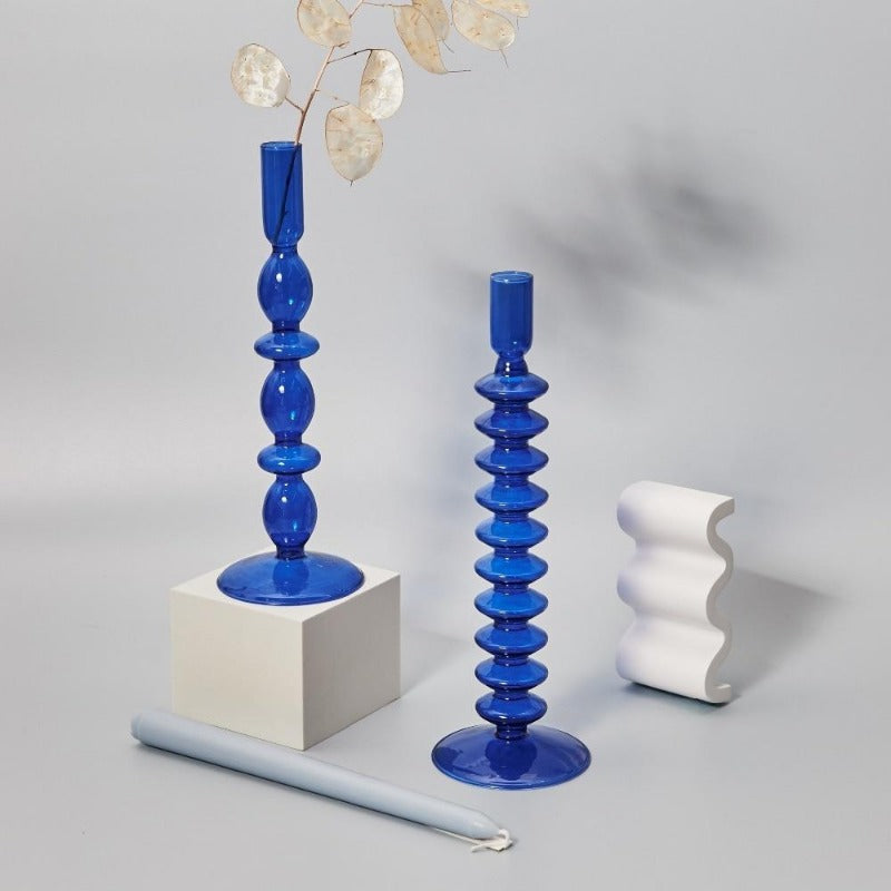 Blue Horizon Glas Taper Lysestage & Vase Collection