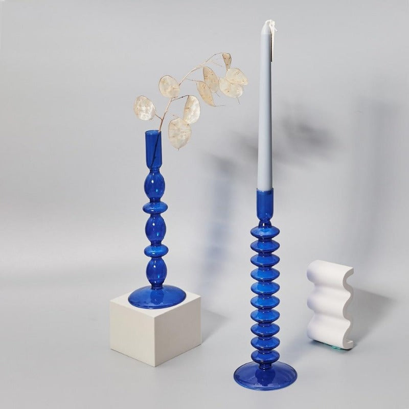 Blue Horizon Glas Taper Lysestage & Vase Collection