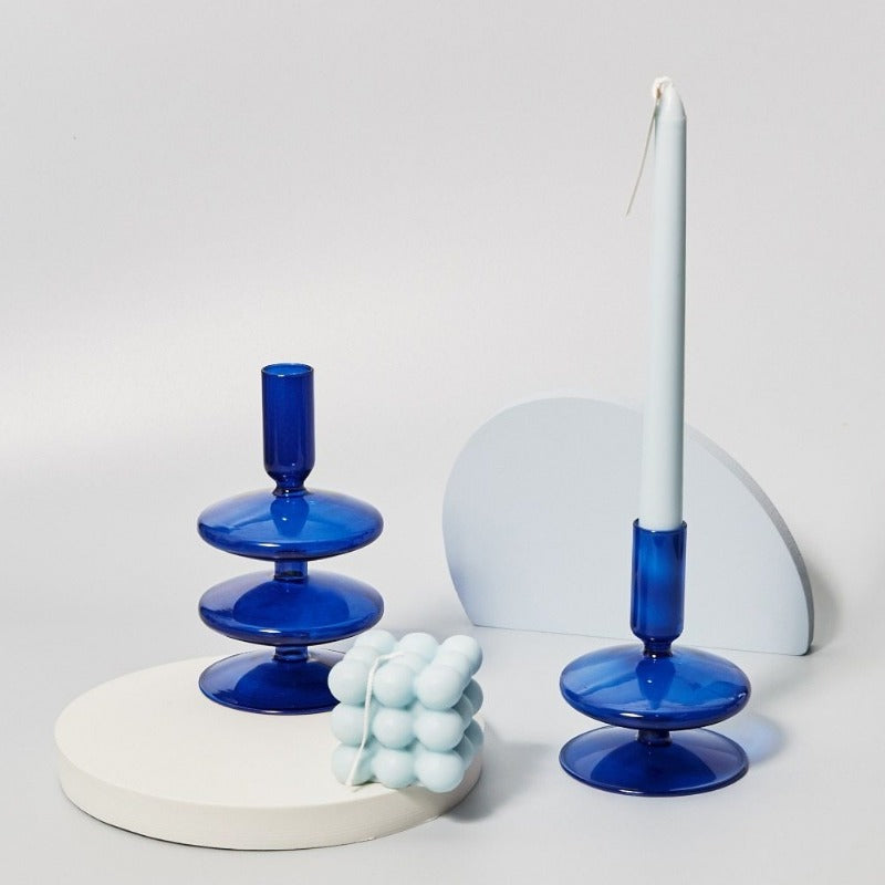 Blue Horizon Glass Taper Candle Holder & Vase Collection