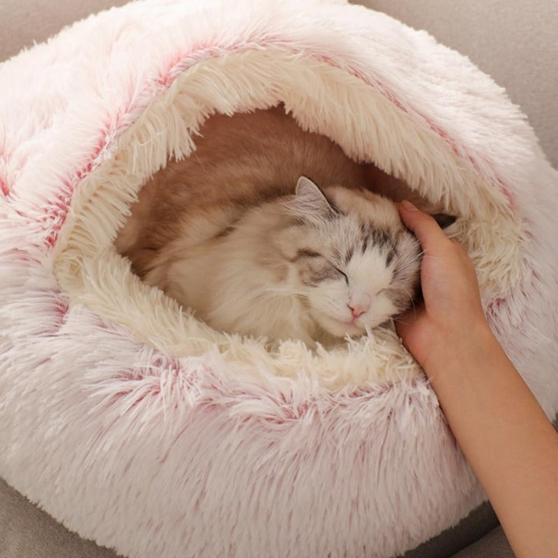 Round Plush Calming Cat Cave