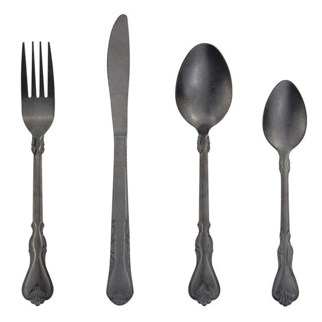 Antique Vintage Matte 4-Piece Cutlery Set