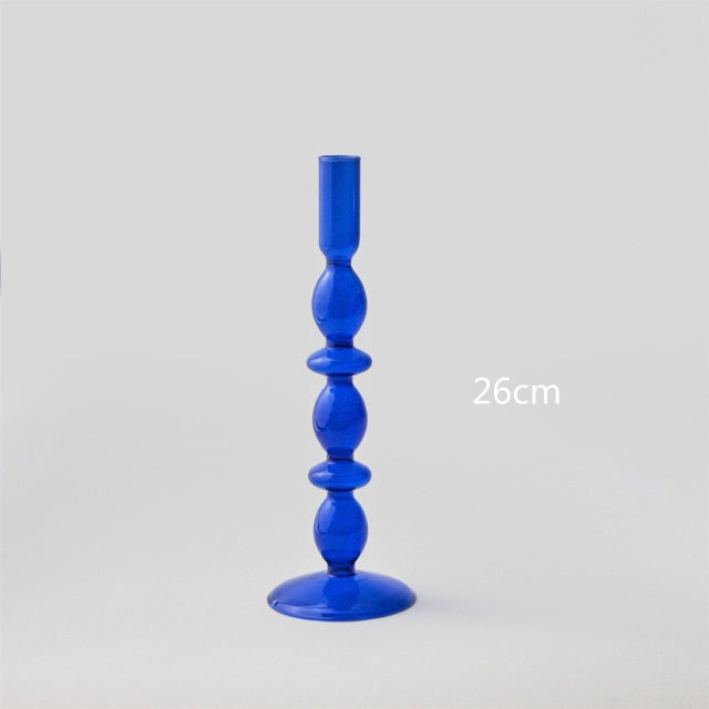 Cobalt Blown Glass Candle Holders