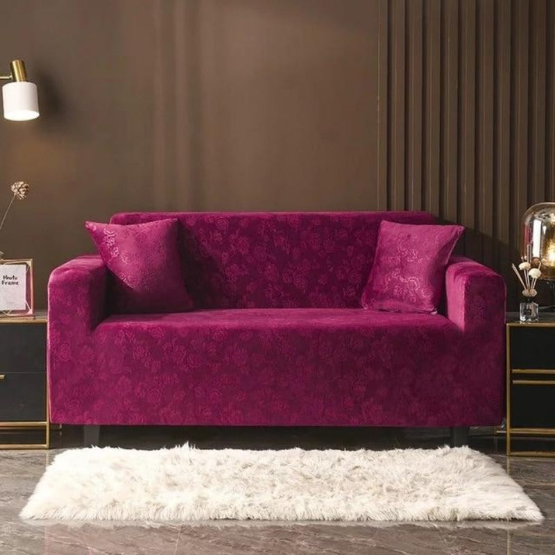 Ambretta Velvet Embossed Stretch Sofa Slip Covers for 1/2/3/4 Seater Sofas