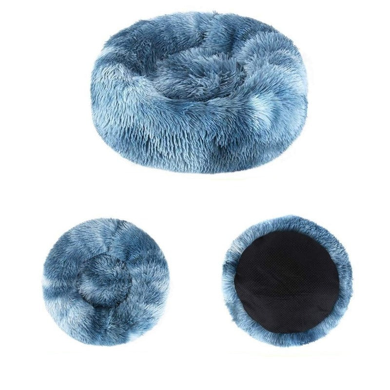 Round Rainbow Extra Plush Calming Donut Dog Beds