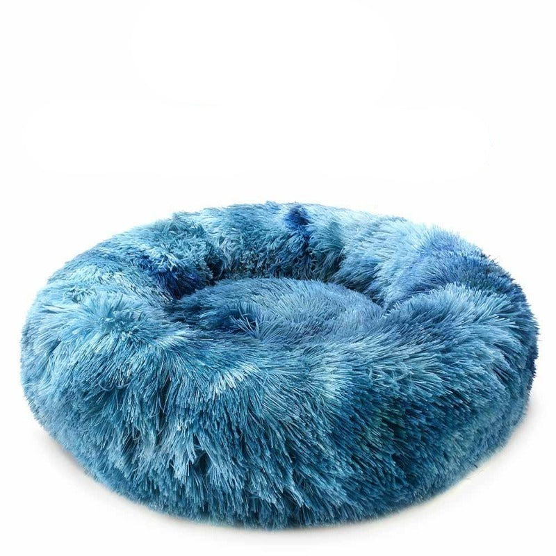 Round Rainbow Extra Plush Calming Donut Dog Beds