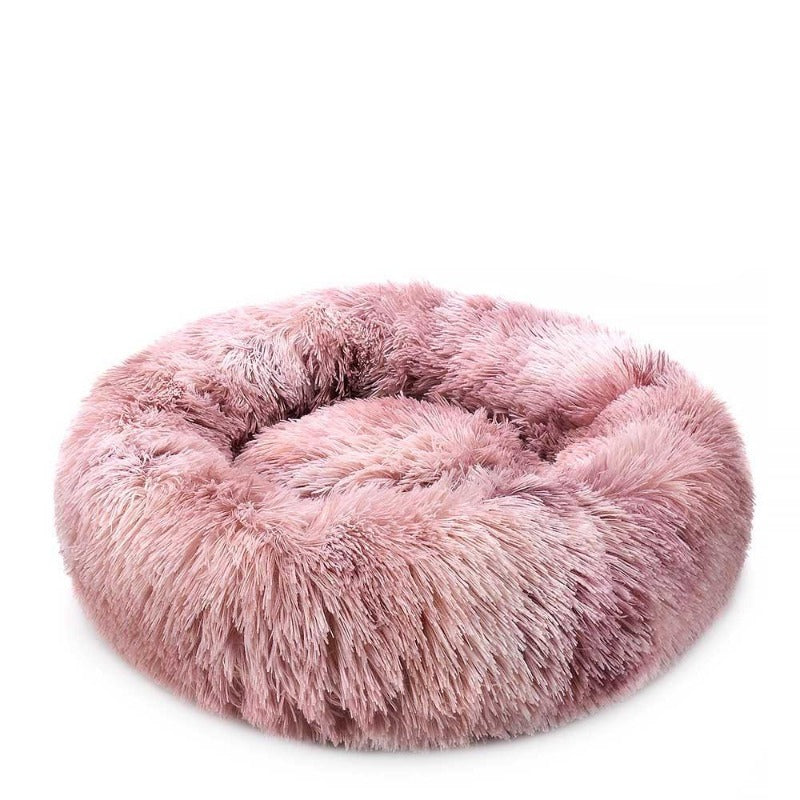 Round Rainbow Extra Plush Calming Donut Dog Beds