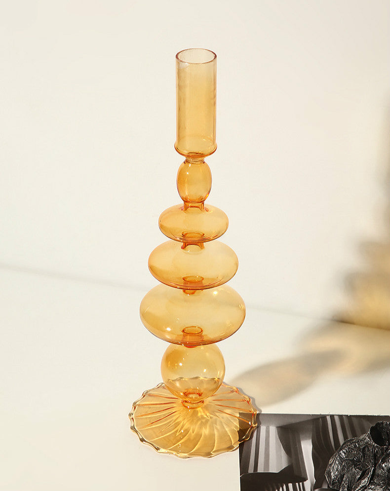 Orange Blown Glass Candle holders