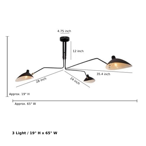 Lampada da soffitto a braccio rotante Serge