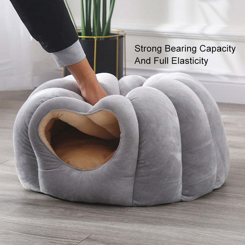 Pumpkin Cat Cave with Removable Cat Bed Cushion