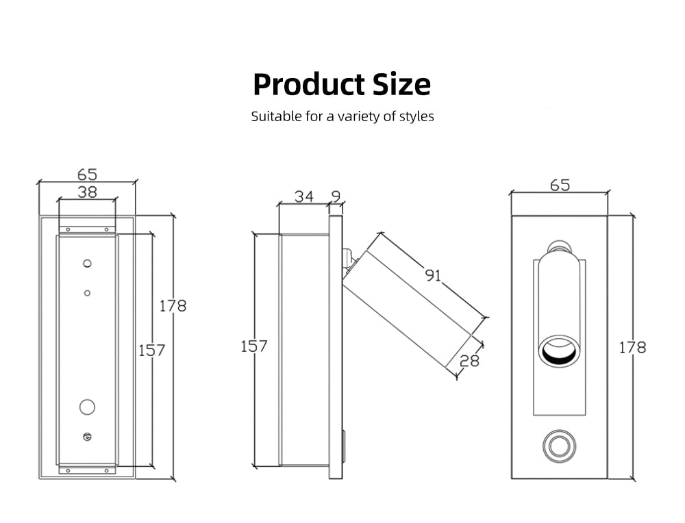 IIS Recessed Push Switch Wall Lamps